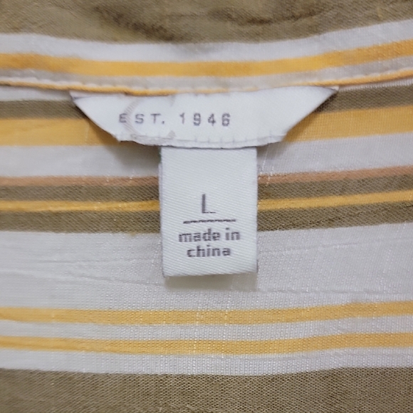 Striped Button-Down Shirt in Olive and Cream - Picture 2 of 16